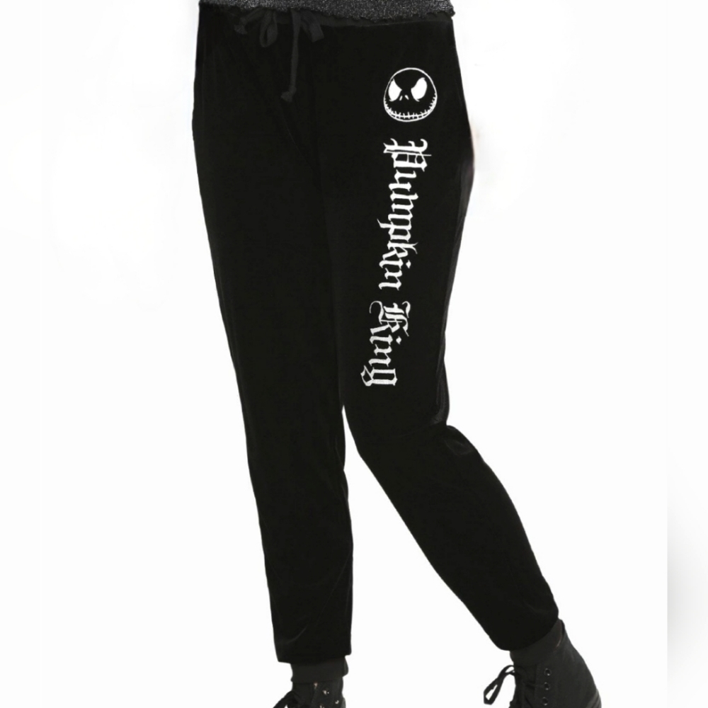 Nightmare Before Christmas Jack Skellington velour jogger pants. Size small.